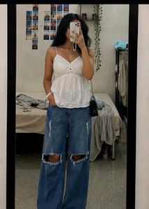 Wide Leg Ripped Jeans