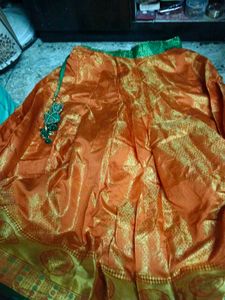 Stunning Orange &amp; Green Lehenga Choli Set
