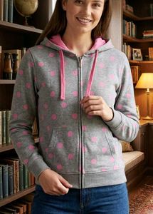 Polka Dot Zip-Up Hoodie
