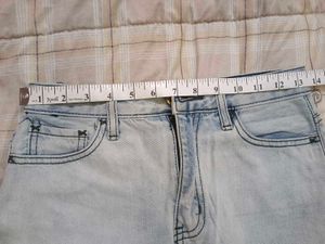 Light Wash Ripped Denim Mini Skirt