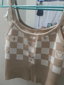 Checkerboard Knit Tank Top
