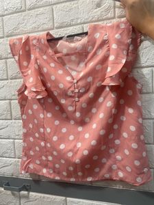 Chic Polka Dot Ruffle Sleeve Top