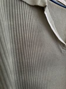 Sage Green Ribbed Polo Collar Top
