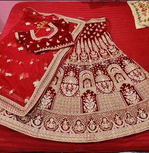 Bridal velvet Lehanga Choli with Diamond work