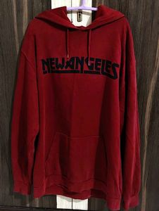 Maroon Hoodie with "NEW ANGELS" Graphic