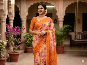 Elegant Floral Print Saree