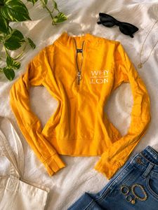 🌞 Yellow Half Zip Pullover Top