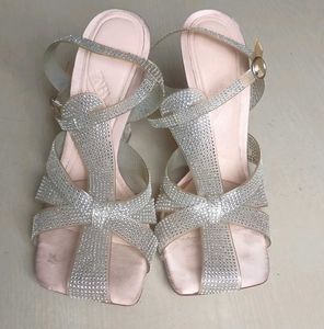 ZARA Rhinestone Clear Heel Sandals