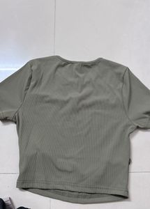 Olive Green Cropped Cut-Out Top