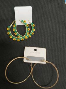 Boho Floral Hoop Earrings & Classic Gold Hoops