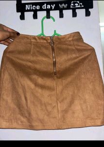 Tan Suede A-line Skirt