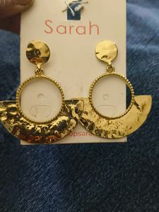 Anti tarnish Hammered Gold Tone Fan Earrings