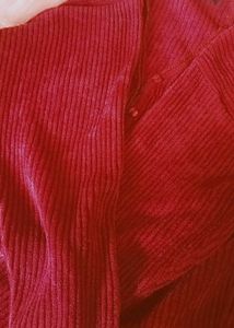 Embroidered Red Cardigan