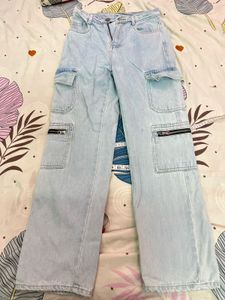 Light Wash Cargo Jeans
