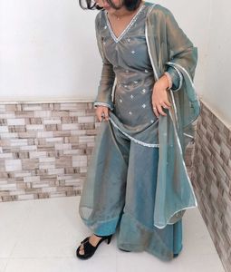 Elegant Grey Kurta Set with Dupatta