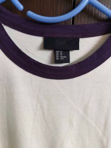 H&amp;M White &amp; Purple Striped T-Shirt