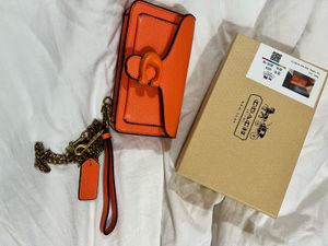 Coach Orange Leather Chain Bag