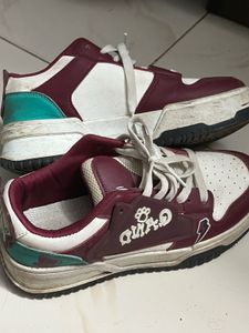 Chunky Maroon & White Casual Sneakers