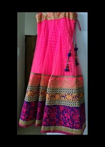 Vibrant Pink Net Lehenga Chunni Blouse