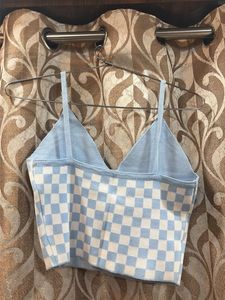 Checkerboard Knit Crop Top