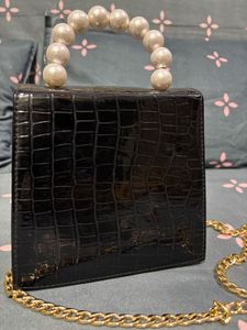 Crocodile Embossed Pearl Handle Bag
