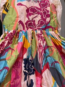 Vibrant Floral Pleated Gown