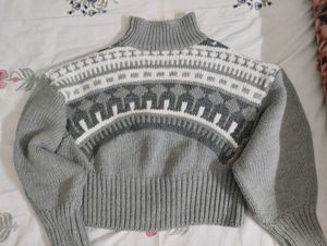 White And Grey Woolen Sweater
