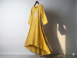 Elegant Yellow Kurta with White Embroidery