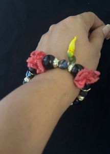 Blown glass charm n crystal bracelet combo