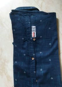 Men's Blue Printed Casual Shirt