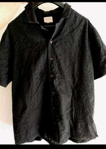 Black Textured resort shirt westside