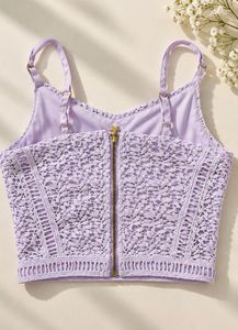 Lavender Cropped Lace Tank Top