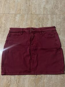 Vintage Burgundy Denim Mini Skirt
