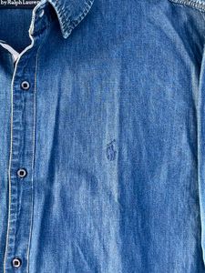 ralph lauren Men's Blue Denim Long Sleeve Shirt