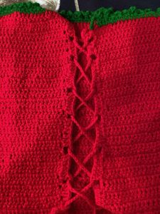 Handmade Knitted Red &amp; Green Pouch