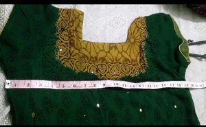 Green Ethnic Kurta with Sequins