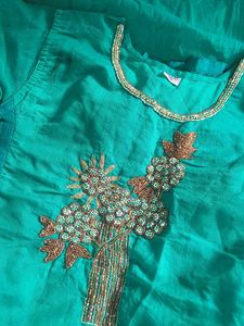 Beautiful Green Kurta Set with Embellishments