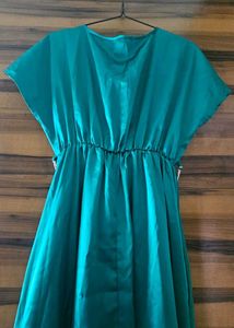 Emerald Green Midi Wrap Dress
