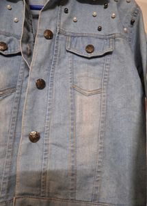 Trendy Denim jacket with pearls Y2K