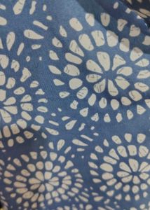 Blue Printed Mandarin Collar Cotton Top