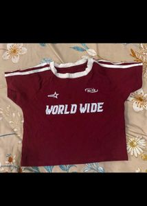 Maroon "World Wide" Graphic T-Shirt