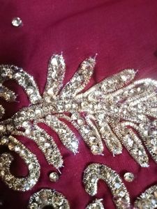 Embellished Maroon Saree
