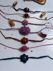 Handmade Crochet Flower Rakhi Can Be Reusable