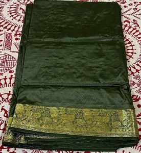 olive grey pure silk saree
