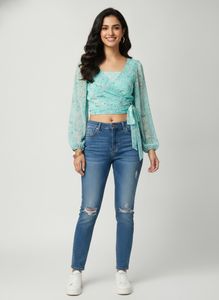 Chic Floral Print Crop Top
