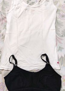 women Innerwear Black Bra &amp; White Camisole combo