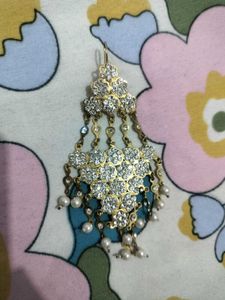 Stunning White Stone side maang teeka