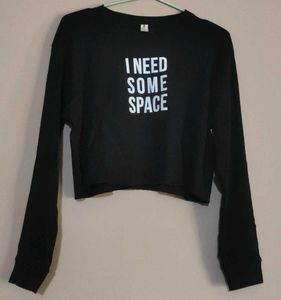 Black "I Need Some Space" Cropped Sweatshirt