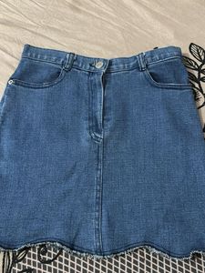 Striped Sleeveless Top &amp; Denim Skirt Set
