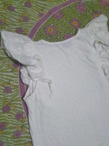 White Eyelet Flutter Sleeve Top